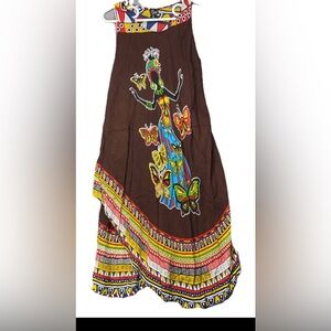 Seven Islands  Womens Dress Floral Tribal All Over Print Midi One Sz Ethnic Boho